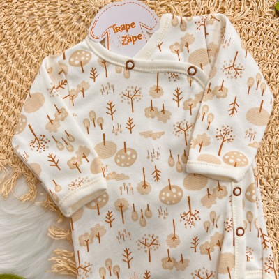 Body Kimono M/L Floresta - Ferrugem e Off White